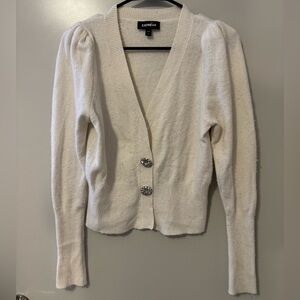 Express Women's Ivory Cardigan with Silver Buttons